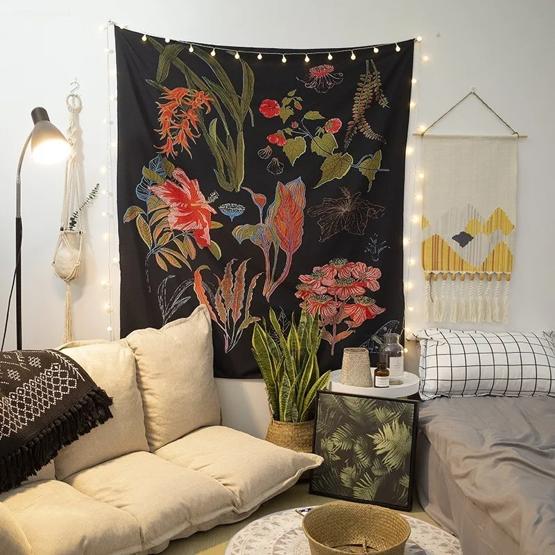 

Floral Mandala Tapestry Wall Hanging Polyester Fabric Hippie Boho Wall Tapestries Landscape Decor Home Dorm Wall Carpet Blanket