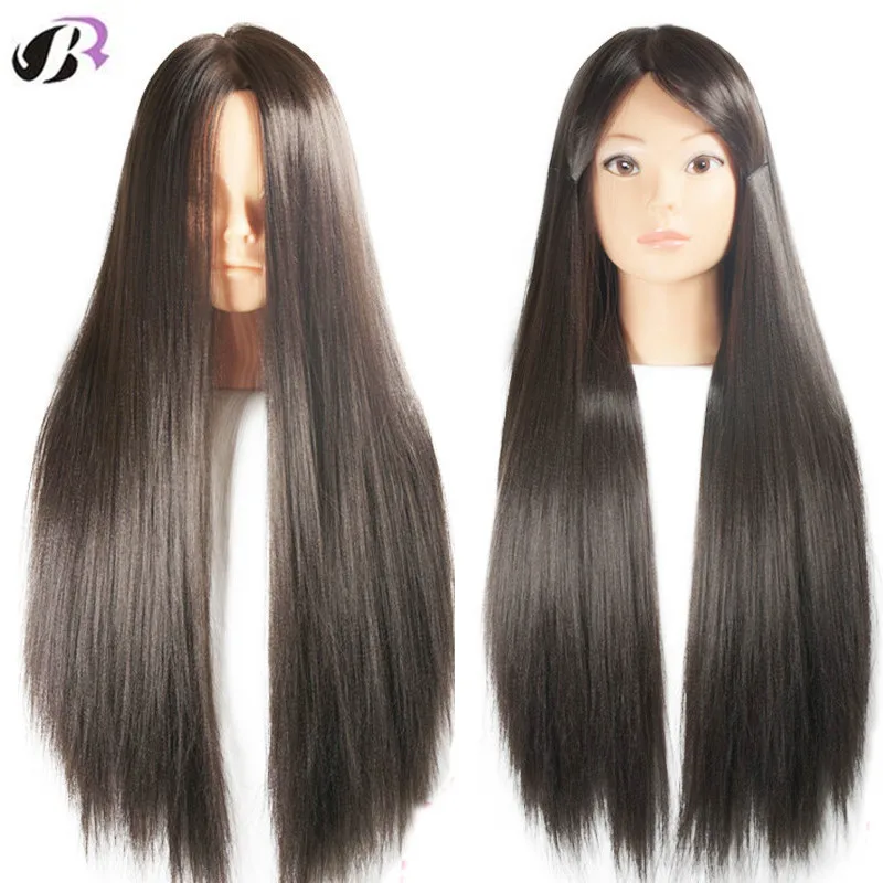 

26" 100% High Temperature Fiber Long Hair Hairdressing Training Head Model with Clamp Stand Practice Salon Mannequin Head