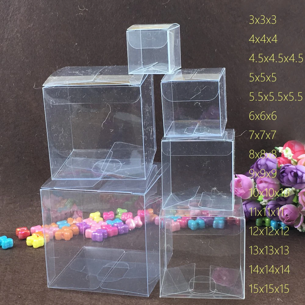 50-Pack Clear Gift Boxes - 3x3x3 In Square Plastic Transparent Favor Boxes  for Wedding, Baby Shower, Birthday Party