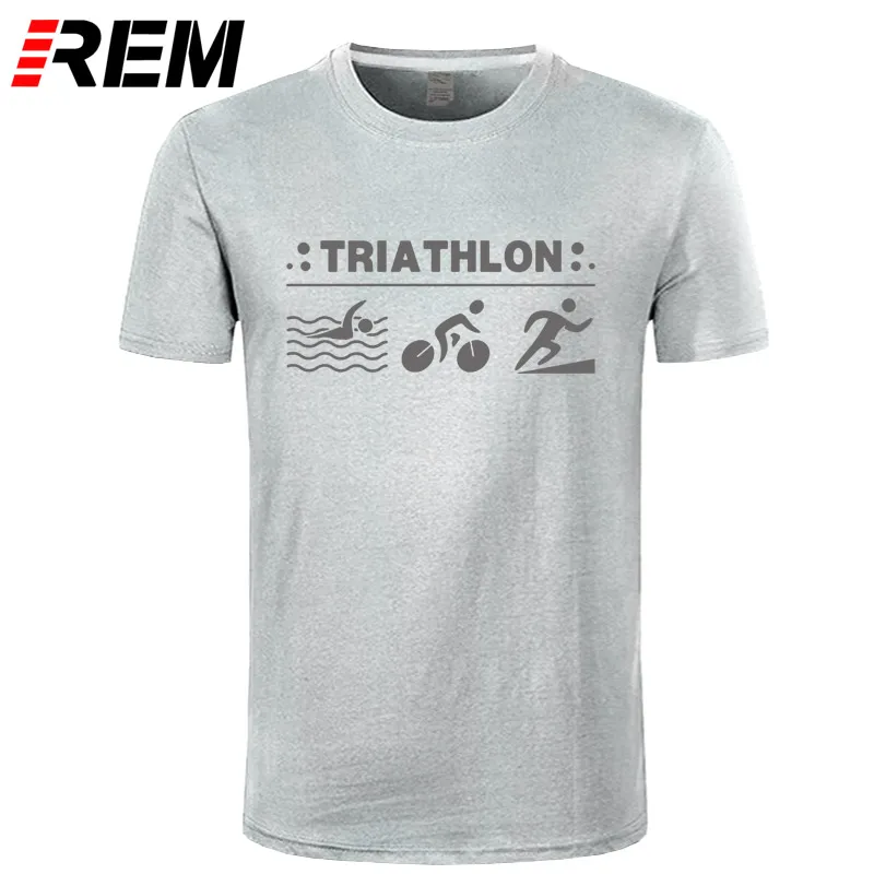 REM Harajuku Триатлон Ironman Finisher Cycle Runer Swimer печатная Футболка бутик Мужская футболка Повседневная унисекс Топы тройники - Цвет: gray gray