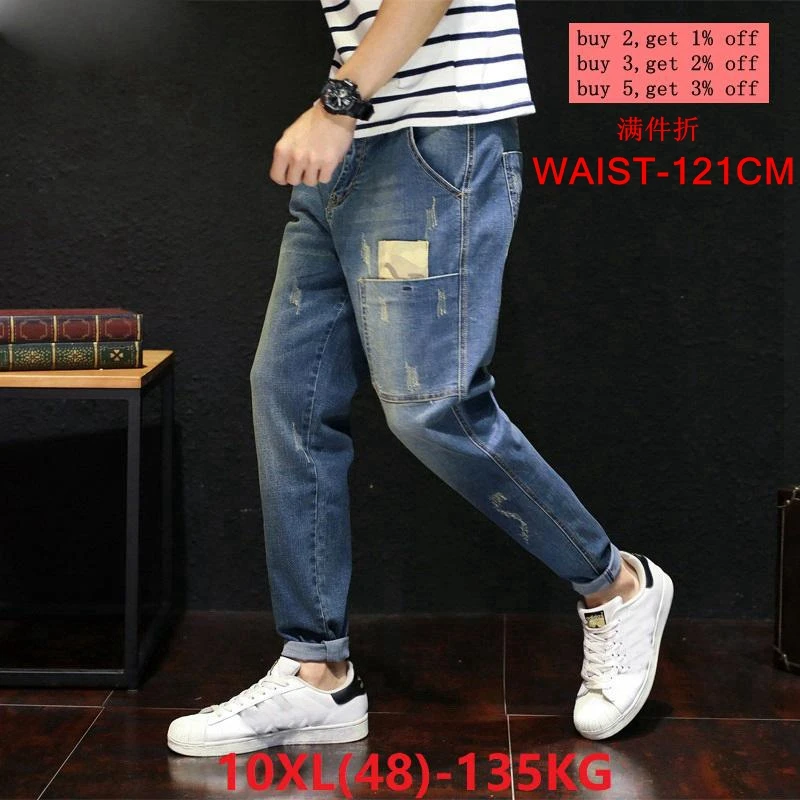 

Men's Large Size Jeans Tights 46 48 Harlan Straight Scratch Plus 8XL 9XL 10XL Autumn Classic Jeans Stretch Pants