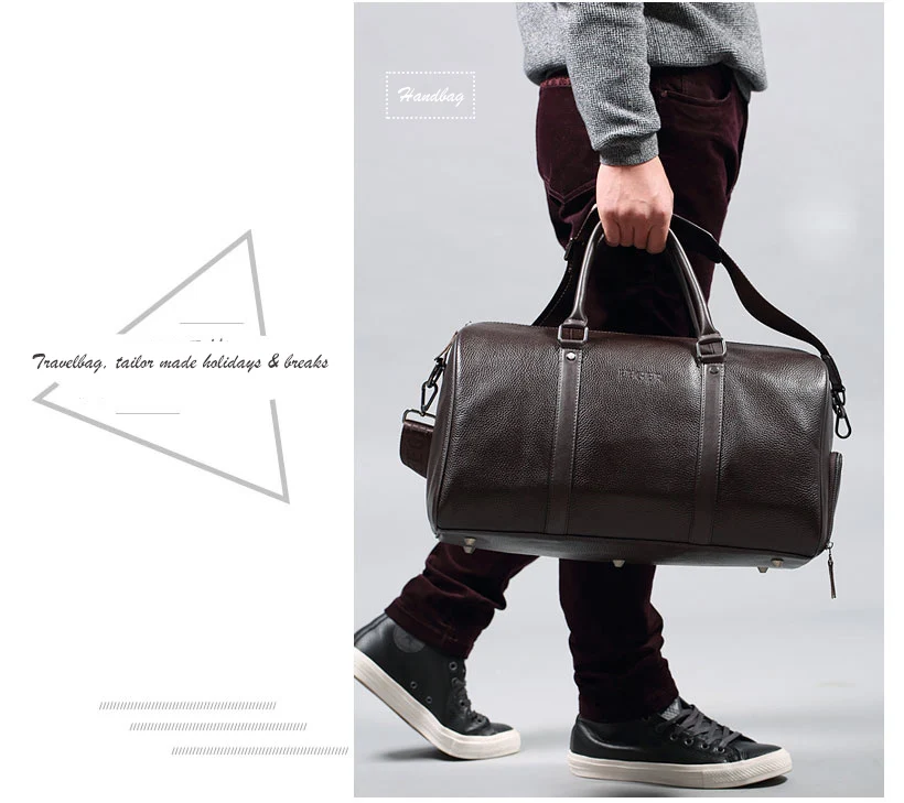 Мода черный/коричневый Натуральная кожа сумки большой емкости коммерческих мужская дорожная сумка человек камера мешок вещевой мешок на