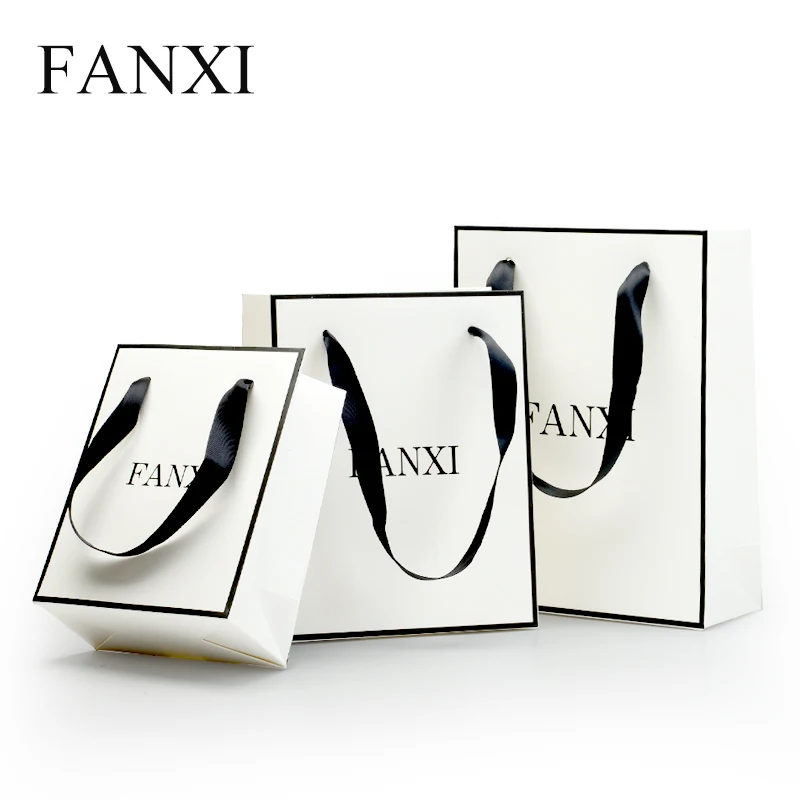FANXI 10 шт./лот покрытием белые бумажные пакеты оптовая продажа ювелирных изделий Подарочная сумка производитель упаковки и хранения Лидер
