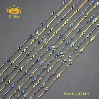 

5meters 4mm Bulk Coin Glass Beaded Chains Findings,Glass Beads Wire Wrapped Copper Connectors Glass Chains Handmade Chokers BH47