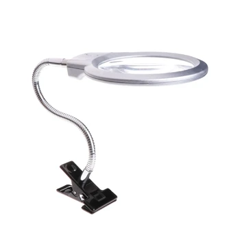 

OOTDTY 2.25X 5X Lamp Magnifier LED Magnifying Light Desk Table Repair Clamp with Hose Clip