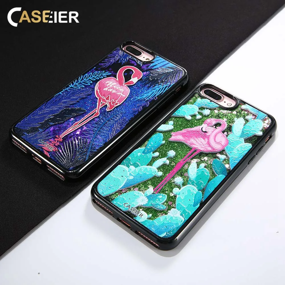 CASEIER блестящий чехол с единорогом для iPhone X 8 7 6s Plus силиконовый зыбучим песком 6S 6 3D
