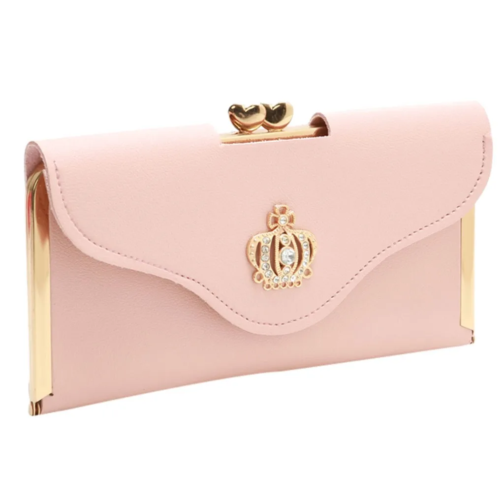 HOT Women Lady Fashion Clutch Bag Crown Mobile Phone Bag Ladies Long Evening Bag PurseWallet Card Holders Handbag#T2