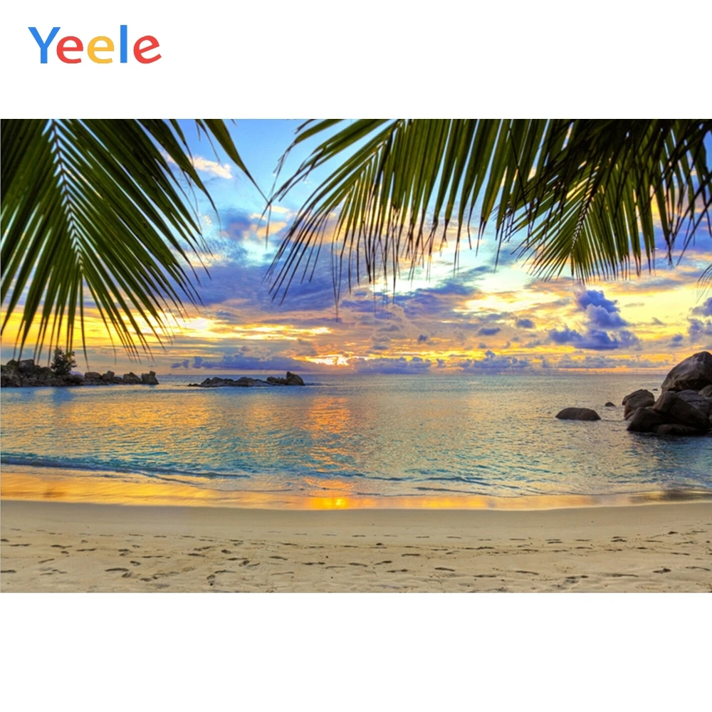 

Yeele Tropical Palm Tree Backdrops Sea Beach Portrait Photography Background Customized Photographic Backdrop For Photo Studio