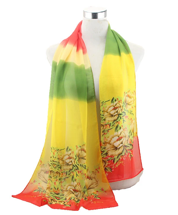 Женский платок Весна и лето шифон шелковый шарф цветы цветок шарф высококлассные Жоржет шарфы для женщин пляжное полотенце