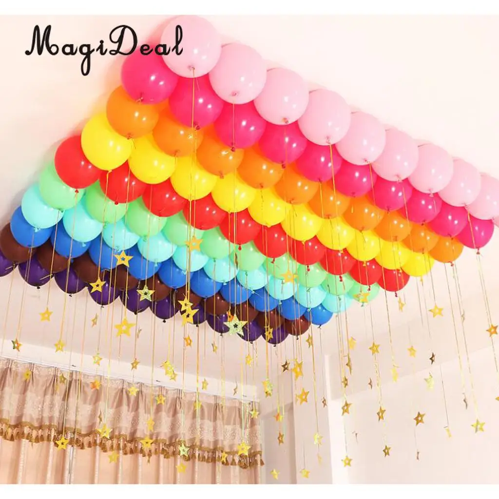 100x Shiny Plastic Stars Hanging Foil Balloon Swirl Tinsel Wedding Party Decor Blue/Gold/Silver