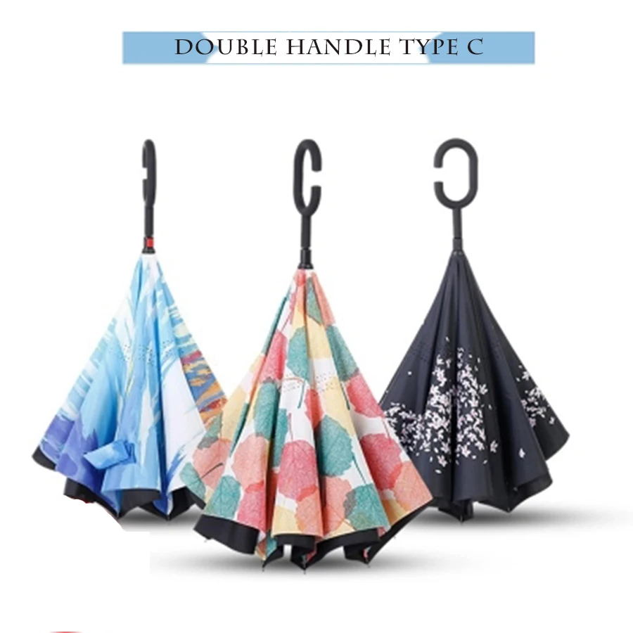 Large Umbrella Reverse Folding Rain Women Art Double Layer Inverted Unbrella Corporation Gift Men Cute Van Gogh Paraplu | Дом и сад