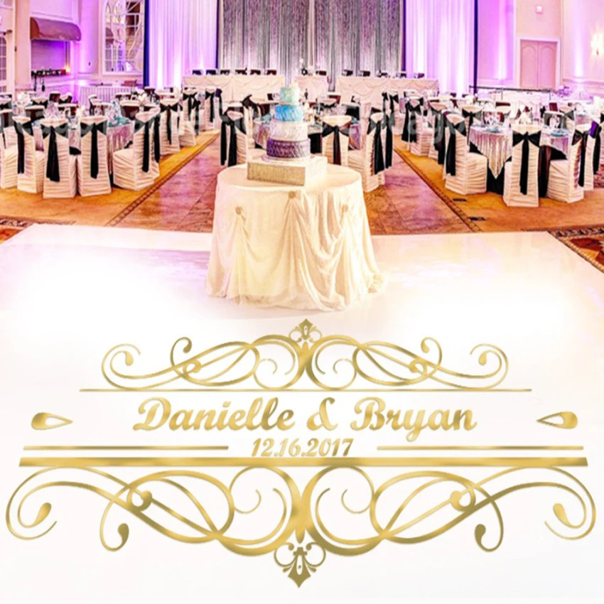 

Custom Wedding Stickers Dancing Floor decor Personalized Name Party Floor Decal Removable Monogram Mural Wedding Decoration N111