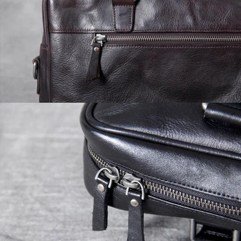 AETOO Retro casual leather handbag, male head cowhide computer bag, handmade business briefcase