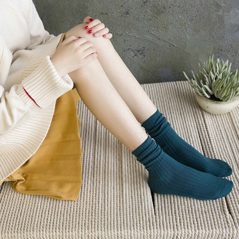 Хлопковые забавные женские носки ярких цветов, женские трикотажные милые носки в японском стиле, модные женские носки для студентов