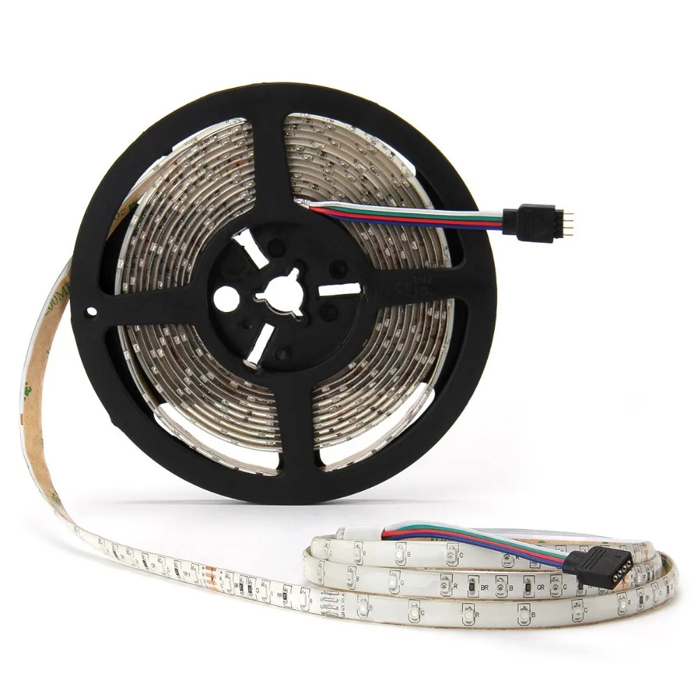 Music LED Strip Light Kit SMD 3528 5M 60LEDs/m DC 12V Waterproof Flexible RGB LED Lamp Band with 20 Keys IR Remote Controller