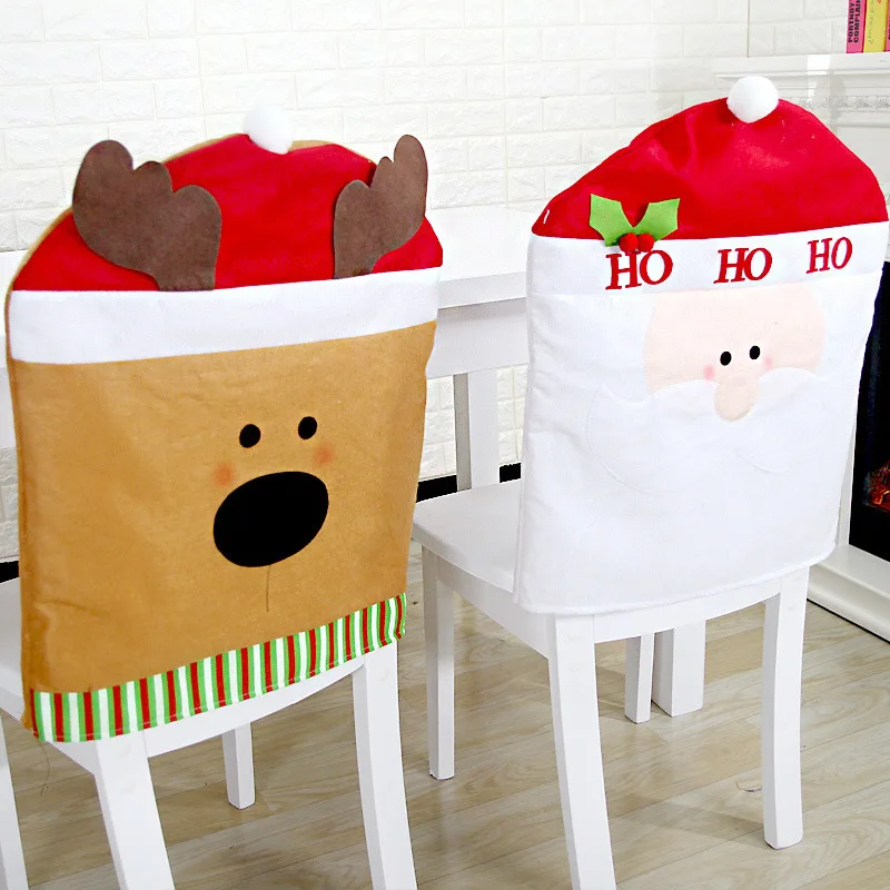 Monily Nordic Removable Non woven Fabric Christmas Elk Chair Cover Decoration Chair Xmas