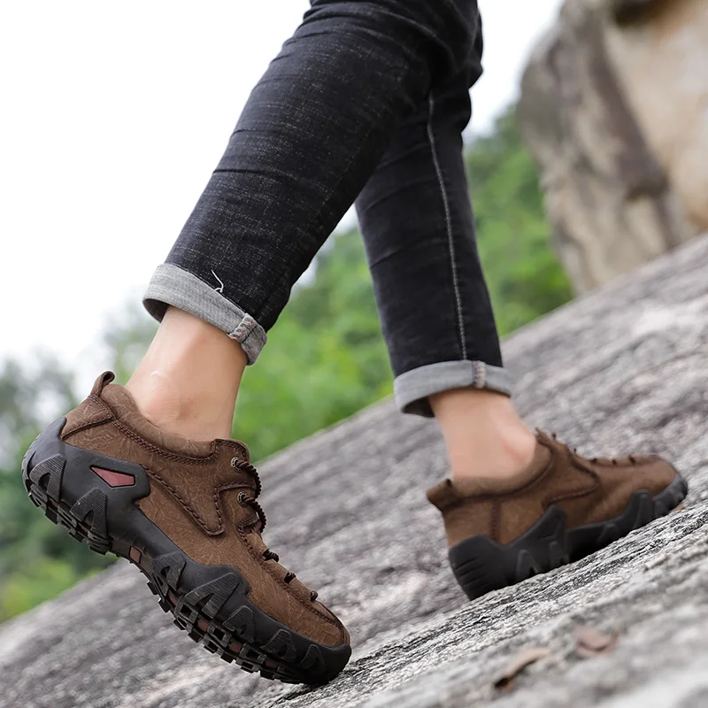 Мужские тактические ботинки из натуральной кожи, Мужская Уличная обувь, дышащие удобные кроссовки для горного туризма, мужская обувь для охоты