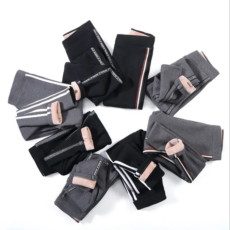 Cotton Velvet Leggings Women 2023 Winter Sexy Side Stripes Sporting Fitness Leggings Pants Warm Thick Leggings High Quality