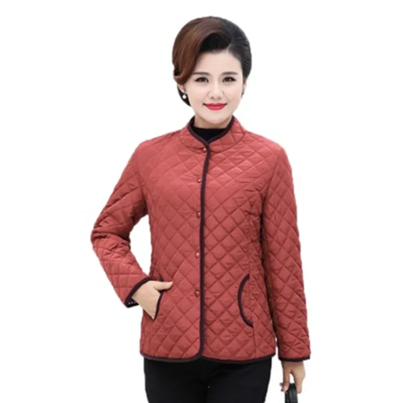 

Mom Jacket Outerwear Female Coats Stand Collar Design Cotton-Padded Short Female Thicken Plus Size 2019 Top Spring Warm Tops