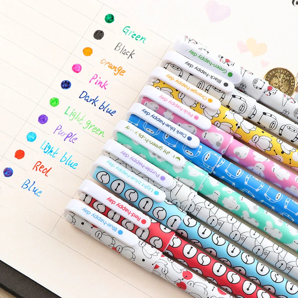 10 Colorful Gel Pens Cute And Creative Design For Notebook Office And