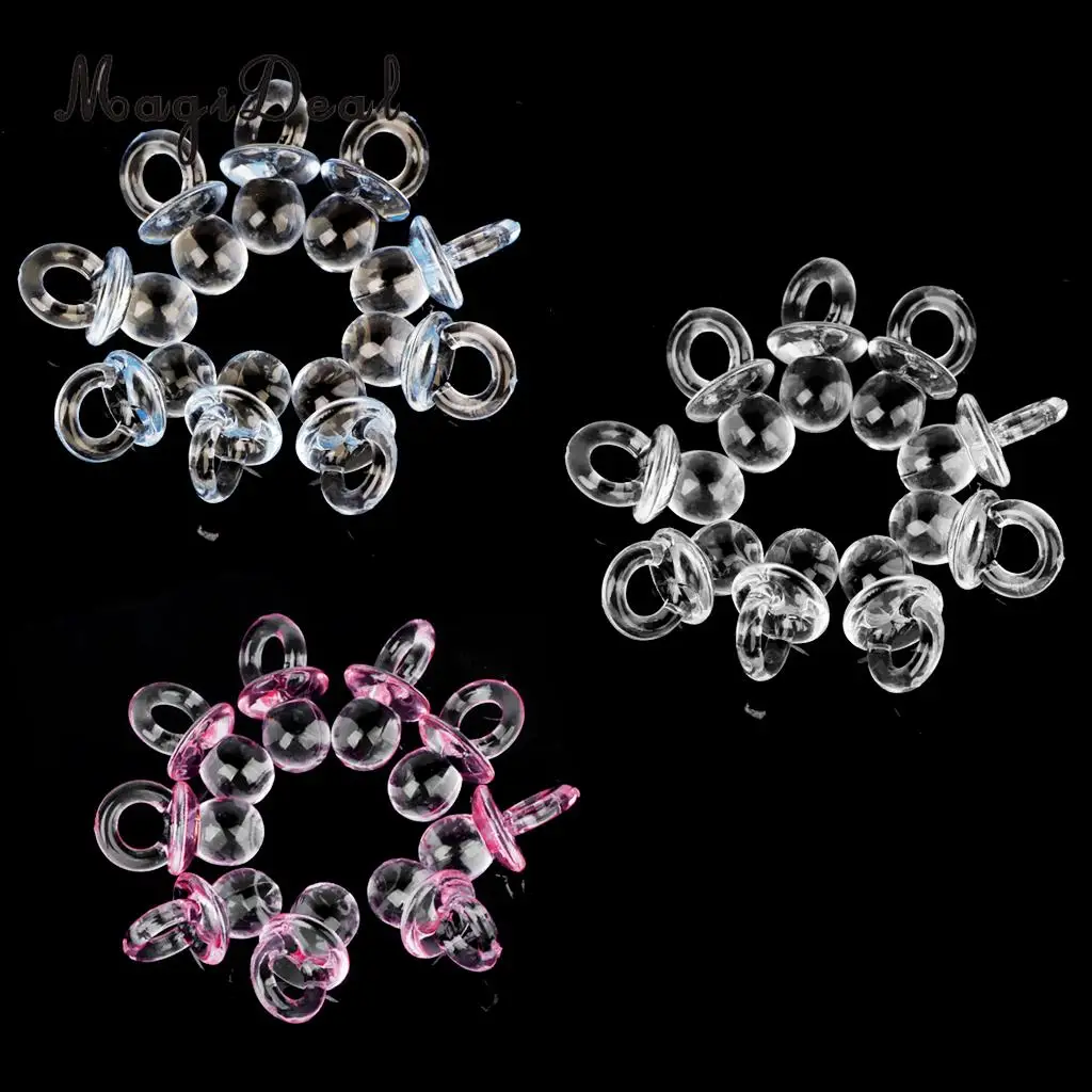 MagiDeal 50pcs/Lot Cute Mini Pacifier Charms Girl Boy Baby Shower Party Favor Nappy Cake Decor Pink