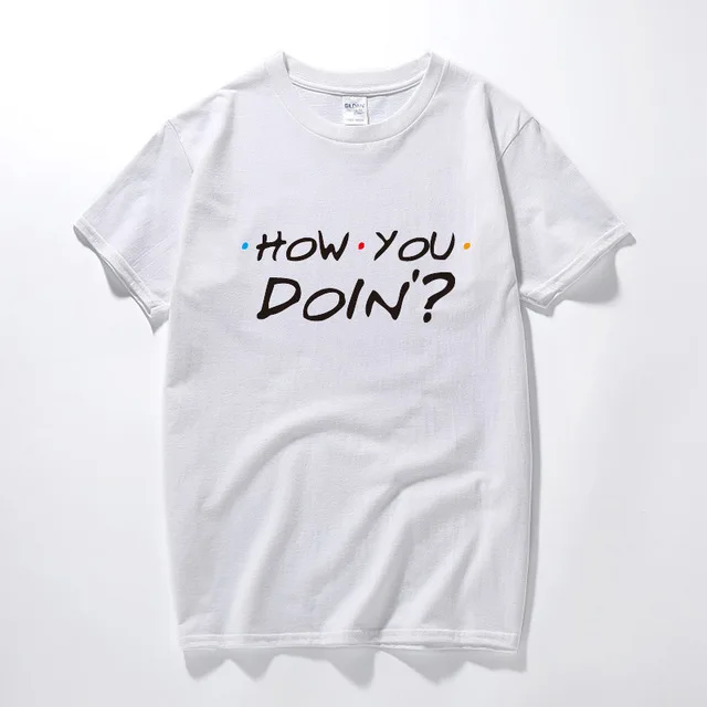 YUAYXEA летние топы Футболка Homme с круглым вырезом короткий рукав 100% хлопок как вы Doin с героями телесериала «друзья» темно Графический