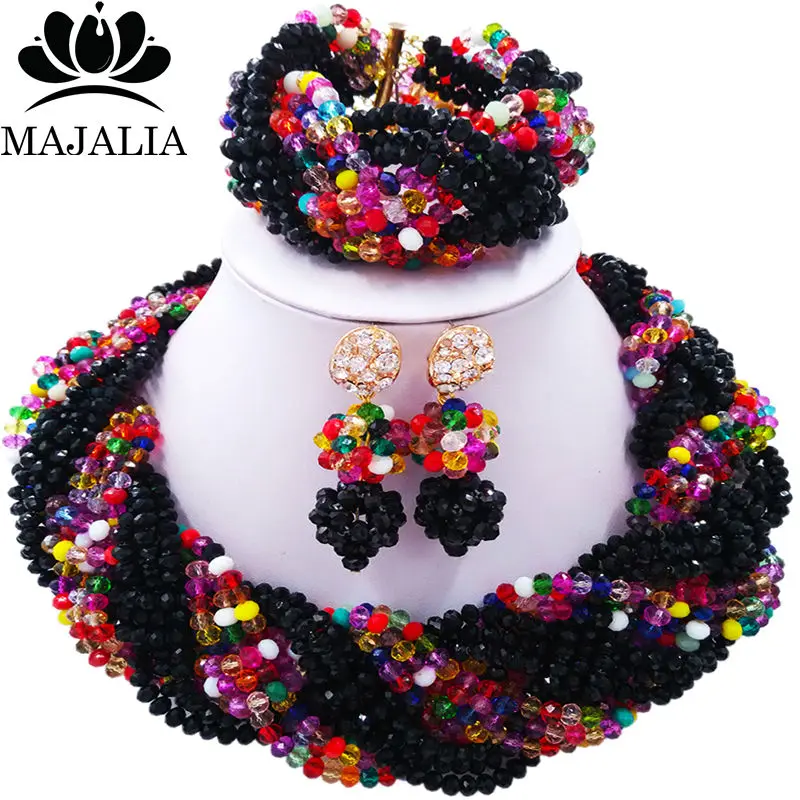 Majalia Fashion Women Multicolors African Costume Jewelry Set Nigerian