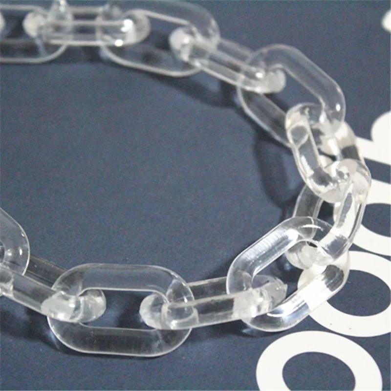 50pcs Clear White Oval Acrylic Chunky Chain Links,Transparent Plastic