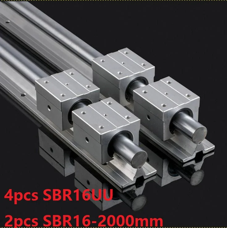 

2pcs SBR16 16mm -L 2000mm support rail linear guide + 4pcs SBR16UU linear blocks beairng for CNC linear rail
