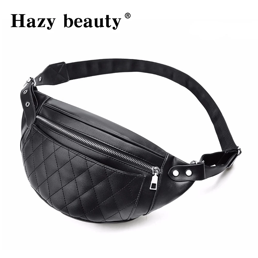  2018 New Classic Trendy Pu Leather Waist Packs Solid Fashion Women Shoulder Bags Black Design Bag Simple Casual Belt Bags 