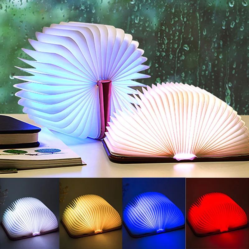Foldable Pages Night Light Folding Led Book Shape Light Lamp Portable