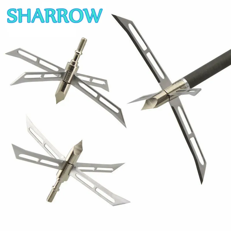 

3/6Pcs 186Grain Archery Tips Arrowheads 4 Blade Broadheads Arrow Points Large Cut For Bow Training Shooting Archery Accessories