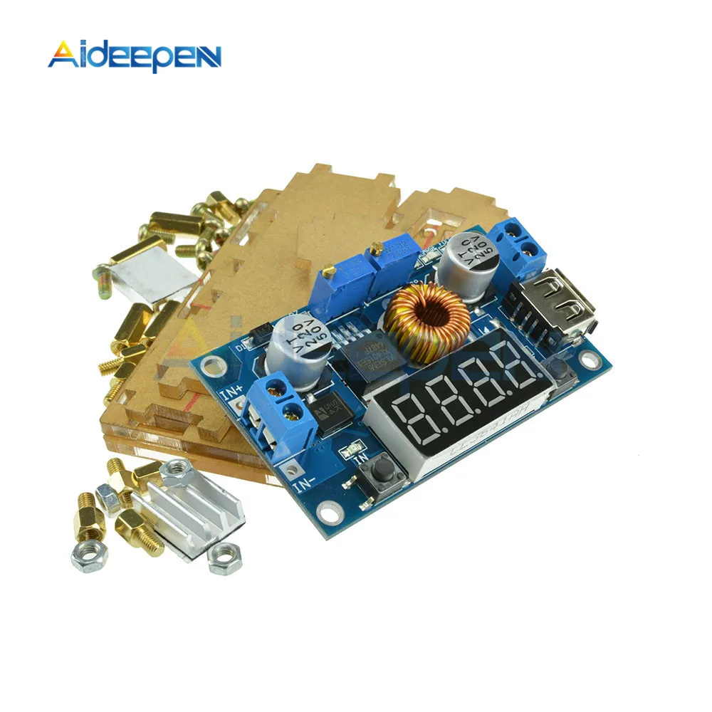 

5A CC/CV W USB Voltmeter LED Drive Step down Buck Converter Lithium charger Power Module with CASE Shell Box