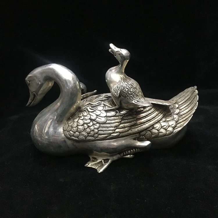 

Античная серебряная утка QingDynasty ручной работы/Скульптурное украшение, ручная работа, лучшая коллекция и украшение