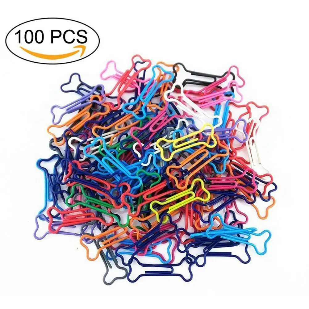

100pcs Bone Shape Multicolor Metal Paper Clips-SCLL Random Color