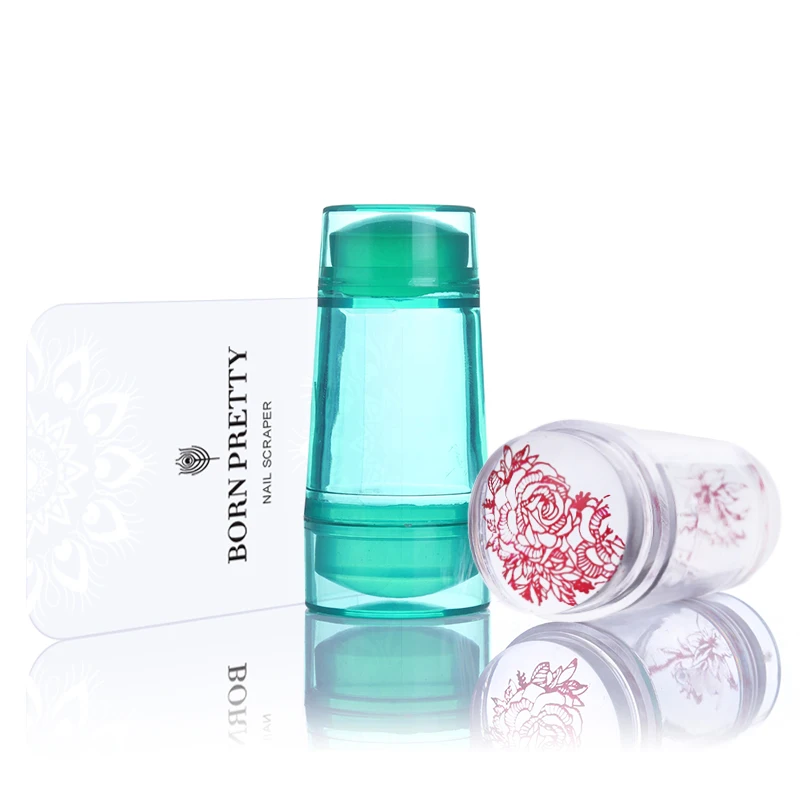 

Double-ended Clear Jelly Silicone Stamper with Scraper 2.2cm 2.7cm Stamper Head Stamping Nail Art Tool Set