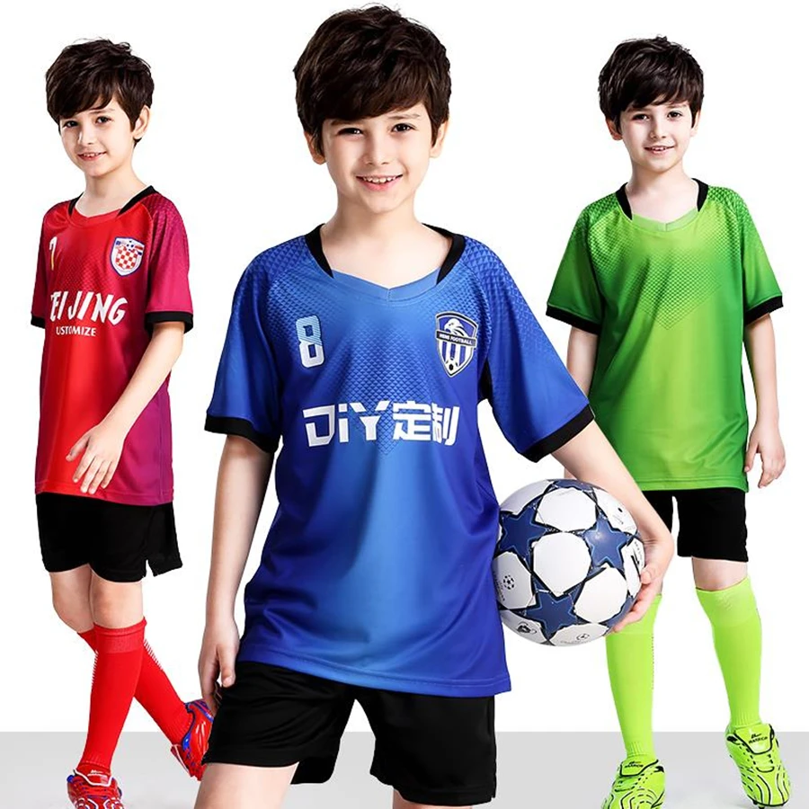 Kids Football Jerseys Sport Kit Boys Girls Soccer Set Uniforms Futbol
