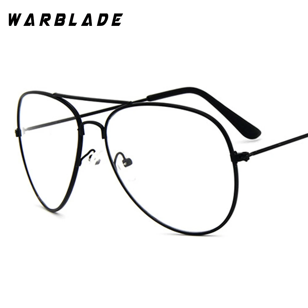 WarBLade новые классические очки пилота прозрачные очки wo мужские сплав оправа оптика авиационные очки мужские линзы - Цвет оправы: black