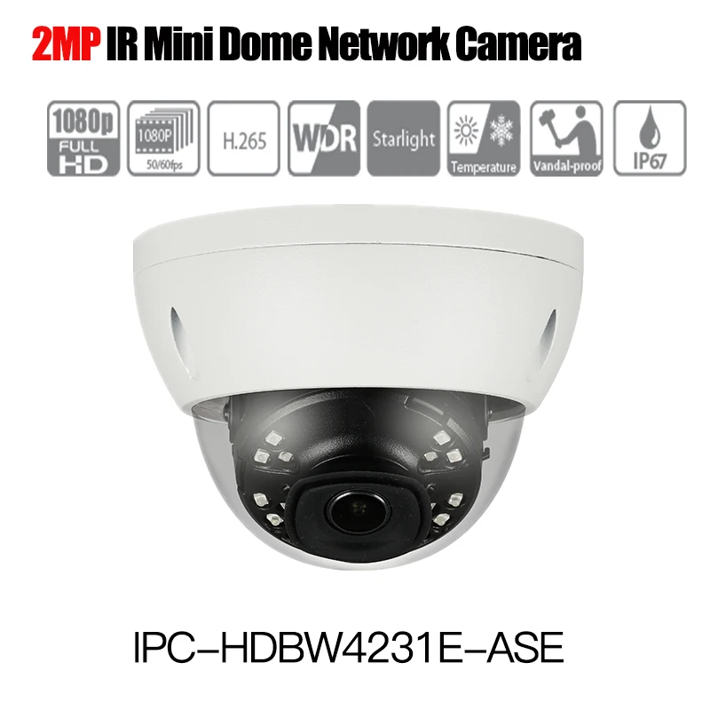 

Dahua 1080P POE IP Camera IPC-HDBW4231E-ASE 2MP WDR Starlight IR Mini Dome Network Camera H.265 Audio IP67 IK10 SD Card 128G