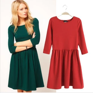 Spring and Autumn Promotion 2014 Fashion Women Half Sleeve Casual Long Cotton Winter Dress D667 | Женская одежда