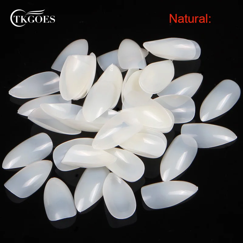 TKGOES-600PCS-Stiletto-Pointed-Acrylic-Nails-Oval-Short-Artificial-nail-tips-Plastic-full-false-french-nail