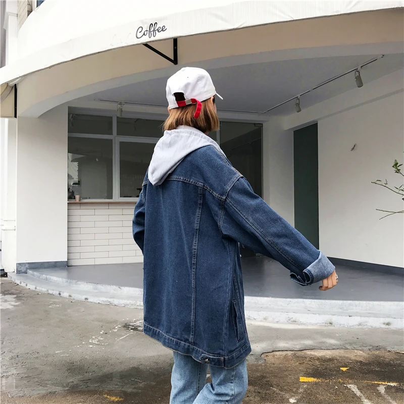 FREE SHIPPING Harajuku Oversized Denim Hooded Jacket JKP3166 - Allkpop Shop