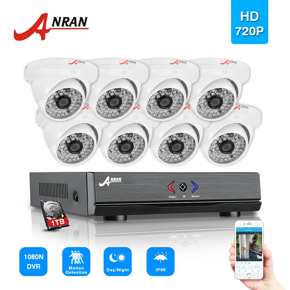 ANRAN 1800TVL 720 P 48 ИК Водонепроницаемый наружного видеонаблюдения Камера Системы 8CH