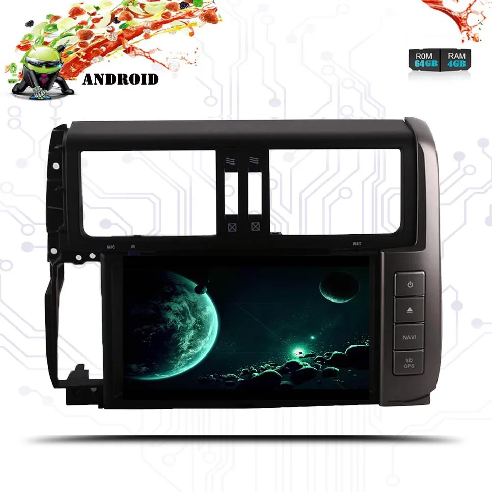 8 "1024*600 8 ядерный Android 9,0 4 + 64G Автомобильный dvd-плеер для Toyota Prado 150 Land Cruiser 2010 2011 2013 радио стерео Bluetooth аудио