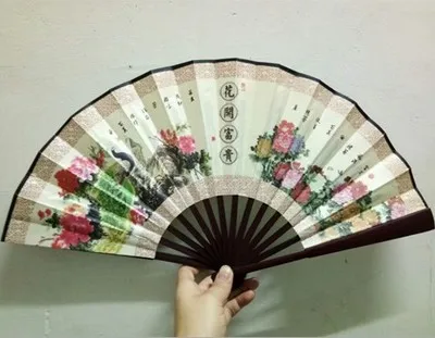 8 дюймов китайский традиционный бамбуковый Складной вентилятор небольшой портативный Шелковый тканевый Ручной Веер для мужчин Свадебный вентилятор - Цвет: white flower