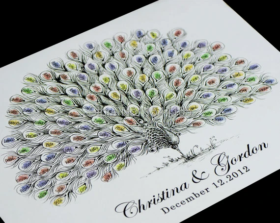 Hand Drawn Peacock Fingerprint Thumb Print Guest Book Wedding Guest Book Alternative Guest Book Fingerprint Tree Book Mac Tree Jackettree Rose Aliexpress