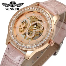 Winner Girls’s Watch Trend Mechanical Hand-wind High High quality Woman Watch Trend Informal Wristwatch Coloration Pink WRL8009M3R2