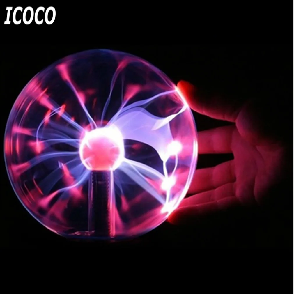 ICOCO 3 дюймов USB плазменный шар электростатической сфера свет магический хрустальный потолочный светильник хрустальный шар сенсорный прозрачный Рабочий Стол Огни