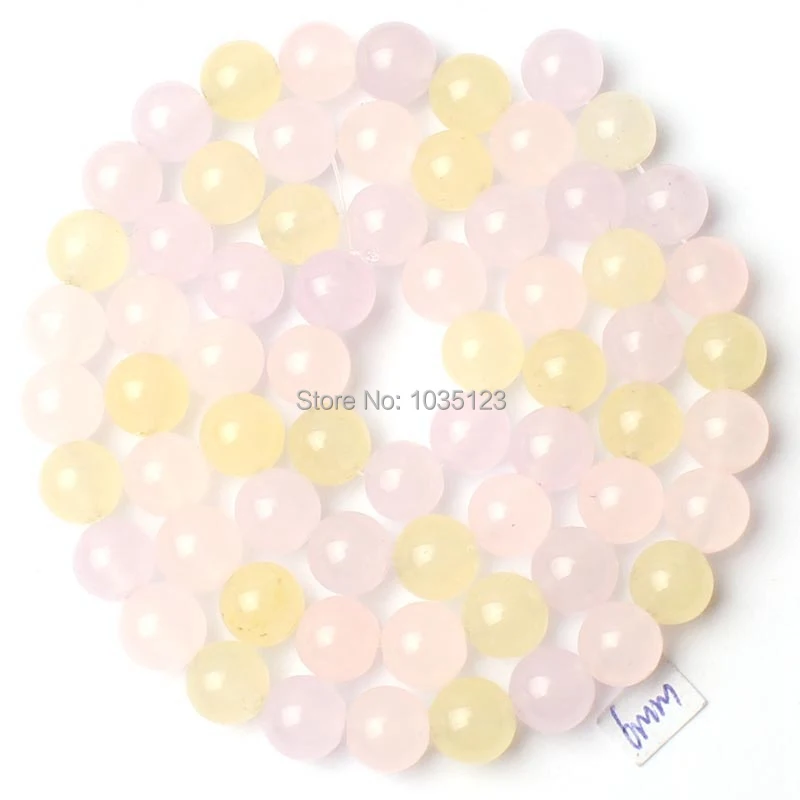 

6mm Round Shape Yellow Pink Mixedcolor Jades Stone Loose Beads Strand 15" DIY Creative Jewellery Making w2161