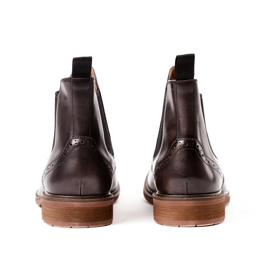 Vintage Asas Handmade Ankle Martin Sapatos Novas Kud296 coffee Equitação Nas Redondo Boots Das Genuíno Chelsea Marrom Brogue Pontas Homens Homem Dos Dedo De Esculpida Pé Couro Do gCqpUYHxwC